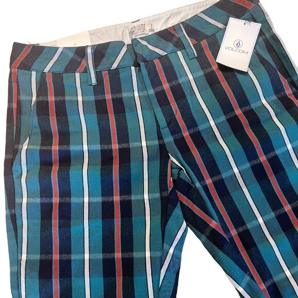 Volcom | Juniors | Dark Green Plaid Slim Straight Ankle Fit Pants | 1 | NWT - Picture 5 of 11